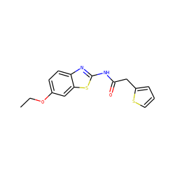 CCOc1ccc2nc(NC(=O)Cc3cccs3)sc2c1 ZINC000000364503