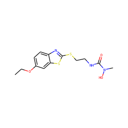 CCOc1ccc2nc(SCCNC(=O)N(C)O)sc2c1 ZINC000013650911