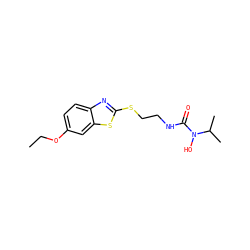 CCOc1ccc2nc(SCCNC(=O)N(O)C(C)C)sc2c1 ZINC000013650915