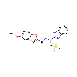 CCOc1ccc2oc(C(=O)N[C@@H](CS(C)(=O)=O)c3nc4ccccc4[nH]3)c(C)c2c1 ZINC000071342063
