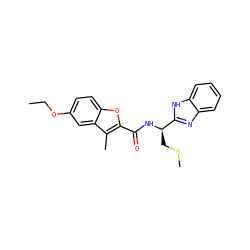 CCOc1ccc2oc(C(=O)N[C@H](CSC)c3nc4ccccc4[nH]3)c(C)c2c1 ZINC000071331027