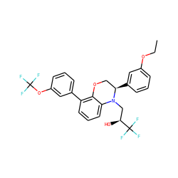 CCOc1cccc([C@@H]2COc3c(-c4cccc(OC(F)(F)F)c4)cccc3N2C[C@H](O)C(F)(F)F)c1 ZINC000049766722