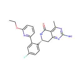 CCOc1cccc(-c2cc(F)ccc2[C@H]2Cc3nc(N)nc(C)c3C(=O)N2)n1 ZINC000043152690