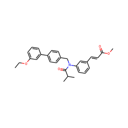 CCOc1cccc(-c2ccc(CN(C(=O)C(C)C)c3cccc(/C=C/C(=O)OC)c3)cc2)c1 ZINC000028466950
