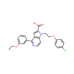 CCOc1cccc(-c2nccc3c2cc(C(=O)O)n3CCOc2ccc(Cl)cc2)c1 ZINC000169328920