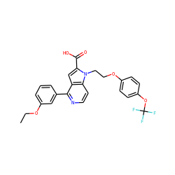 CCOc1cccc(-c2nccc3c2cc(C(=O)O)n3CCOc2ccc(OC(F)(F)F)cc2)c1 ZINC000169330498