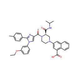 CCOc1cccc(-n2cc(C(=O)N3CCN(c4cc(C(=O)O)c5ccccc5c4)C[C@@H]3C(=O)NC(C)C)nc2-c2ccc(C)cc2)c1 ZINC000049889025