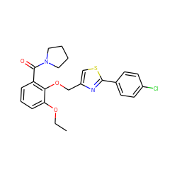 CCOc1cccc(C(=O)N2CCCC2)c1OCc1csc(-c2ccc(Cl)cc2)n1 ZINC000028524541