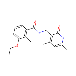 CCOc1cccc(C(=O)NCc2c(C)cc(C)[nH]c2=O)c1C ZINC001772571412