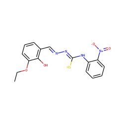 CCOc1cccc(C=NN=C(S)Nc2ccccc2[N+](=O)[O-])c1O ZINC000253966726