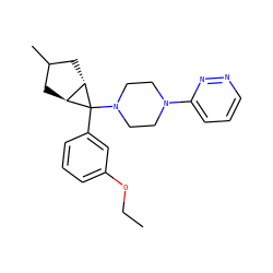 CCOc1cccc(C2(N3CCN(c4cccnn4)CC3)[C@H]3CC(C)C[C@@H]32)c1 ZINC000101685140