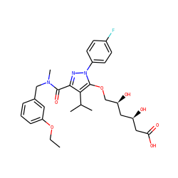 CCOc1cccc(CN(C)C(=O)c2nn(-c3ccc(F)cc3)c(OC[C@@H](O)C[C@@H](O)CC(=O)O)c2C(C)C)c1 ZINC000014967906