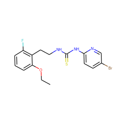 CCOc1cccc(F)c1CCNC(=S)Nc1ccc(Br)cn1 ZINC000013744921