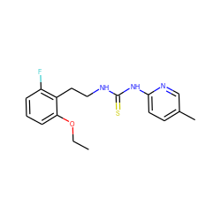 CCOc1cccc(F)c1CCNC(=S)Nc1ccc(C)cn1 ZINC000013744919