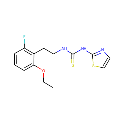 CCOc1cccc(F)c1CCNC(=S)Nc1nccs1 ZINC000013744877