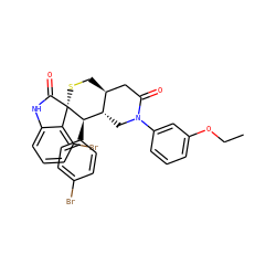 CCOc1cccc(N2C[C@H]3[C@@H](CS[C@]4(C(=O)Nc5cccc(Br)c54)[C@@H]3c3ccc(Br)cc3)CC2=O)c1 ZINC001772603911