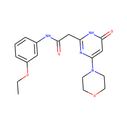 CCOc1cccc(NC(=O)Cc2nc(N3CCOCC3)cc(=O)[nH]2)c1 ZINC000115073044