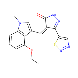 CCOc1cccc2c1c(/C=C1\C(=O)NN=C1c1cnns1)cn2C ZINC000028955044