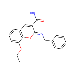 CCOc1cccc2cc(C(N)=O)/c(=N/Cc3ccccc3)oc12 ZINC000013144872