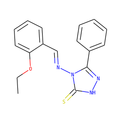 CCOc1ccccc1/C=N/n1c(-c2ccccc2)n[nH]c1=S ZINC000001302405