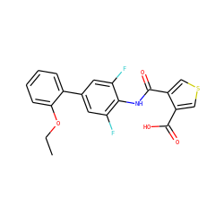 CCOc1ccccc1-c1cc(F)c(NC(=O)c2cscc2C(=O)O)c(F)c1 ZINC000014960672