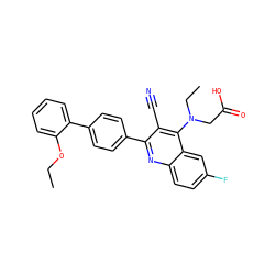 CCOc1ccccc1-c1ccc(-c2nc3ccc(F)cc3c(N(CC)CC(=O)O)c2C#N)cc1 ZINC000028897522