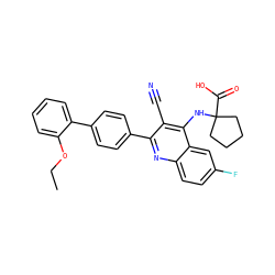 CCOc1ccccc1-c1ccc(-c2nc3ccc(F)cc3c(NC3(C(=O)O)CCCC3)c2C#N)cc1 ZINC000053014330