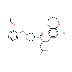 CCOc1ccccc1CN1CC[C@@H](C(=O)N(Cc2cc(Cl)c3c(c2)OCCCO3)CC(C)C)C1 ZINC000114099117