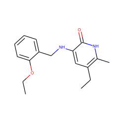 CCOc1ccccc1CNc1cc(CC)c(C)[nH]c1=O ZINC000005887295