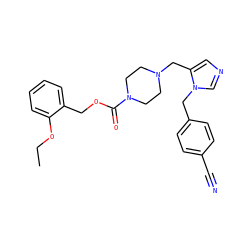 CCOc1ccccc1COC(=O)N1CCN(Cc2cncn2Cc2ccc(C#N)cc2)CC1 ZINC000026166674
