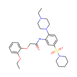 CCOc1ccccc1OCC(=O)Nc1cc(S(=O)(=O)N2CCCCC2)ccc1N1CCN(CC)CC1 ZINC000012522188