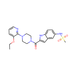 CCOc1cccnc1N1CCN(C(=O)c2cc3cc(NS(C)(=O)=O)ccc3[nH]2)CC1 ZINC000013760714