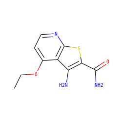 CCOc1ccnc2sc(C(N)=O)c(N)c12 ZINC000038764752