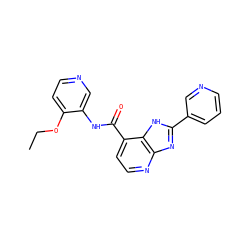 CCOc1ccncc1NC(=O)c1ccnc2nc(-c3cccnc3)[nH]c12 ZINC000084759403