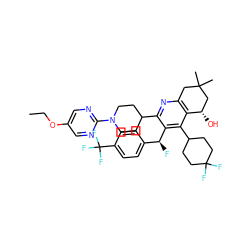 CCOc1cnc(N2CCC(c3nc4c(c(C5CCC(F)(F)CC5)c3[C@@H](F)c3ccc(C(F)(F)F)cc3)[C@@H](O)CC(C)(C)C4)CC2)nc1 ZINC000200012769