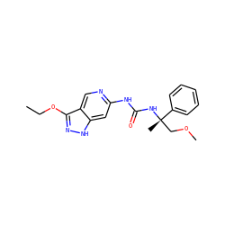 CCOc1n[nH]c2cc(NC(=O)N[C@@](C)(COC)c3ccccc3)ncc12 ZINC001772633598