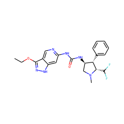 CCOc1n[nH]c2cc(NC(=O)N[C@@H]3CN(C)[C@@H](C(F)F)[C@H]3c3ccccc3)ncc12 ZINC001772604001