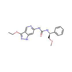 CCOc1n[nH]c2cc(NC(=O)N[C@H](COC)c3ccccc3)ncc12 ZINC000209396850