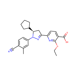 CCOc1nc(C2=NN(c3ccc(C#N)c(C)c3)[C@@H](C3CCCC3)C2)ccc1C(=O)O ZINC000113801070
