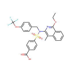 CCOc1nc(N(Cc2ccc(OC(F)(F)F)cc2)S(=O)(=O)c2ccc(C(=O)O)cc2)c(C)c2ccccc12 ZINC000261165423