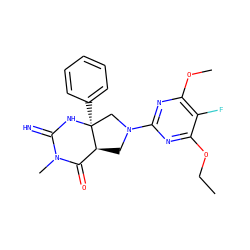 CCOc1nc(N2C[C@H]3C(=O)N(C)C(=N)N[C@@]3(c3ccccc3)C2)nc(OC)c1F ZINC000096173863