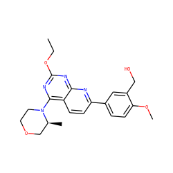 CCOc1nc(N2CCOC[C@@H]2C)c2ccc(-c3ccc(OC)c(CO)c3)nc2n1 ZINC000138935979