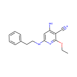 CCOc1nc(NCCc2ccccc2)cc(N)c1C#N ZINC000084731098