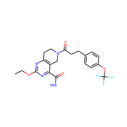 CCOc1nc2c(c(C(N)=O)n1)CN(C(=O)CCc1ccc(OC(F)(F)F)cc1)CC2 ZINC000095591396
