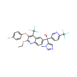 CCOc1nc2ccc([C@@](O)(c3ccc(C(F)(F)F)nc3)c3cncn3C)cc2c(C(F)(F)F)c1Oc1ccc(Cl)cc1 ZINC000219801517