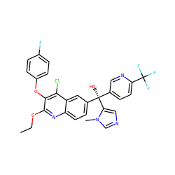 CCOc1nc2ccc([C@@](O)(c3ccc(C(F)(F)F)nc3)c3cncn3C)cc2c(Cl)c1Oc1ccc(F)cc1 ZINC000219795275