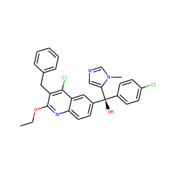 CCOc1nc2ccc([C@@](O)(c3ccc(Cl)cc3)c3cncn3C)cc2c(Cl)c1Cc1ccccc1 ZINC000219570293