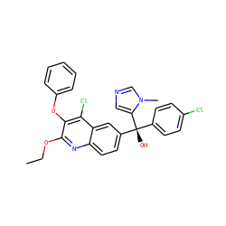 CCOc1nc2ccc([C@@](O)(c3ccc(Cl)cc3)c3cncn3C)cc2c(Cl)c1Oc1ccccc1 ZINC000219778412