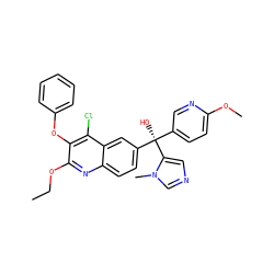 CCOc1nc2ccc([C@@](O)(c3ccc(OC)nc3)c3cncn3C)cc2c(Cl)c1Oc1ccccc1 ZINC000219787001