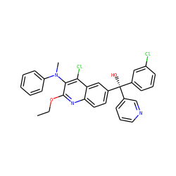 CCOc1nc2ccc([C@](O)(c3cccnc3)c3cccc(Cl)c3)cc2c(Cl)c1N(C)c1ccccc1 ZINC000219711229